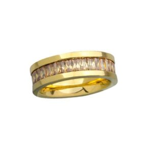 Edelstahlring 'Fine Steel' mit Zirkonia 7mm - gold-champagnerfarben