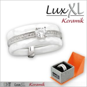 Keramikring weiß-silbern mit großem Zirkonia