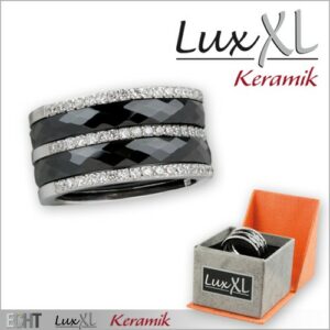 Keramikring 3-fach schwarz-silbern mit Zirkonia