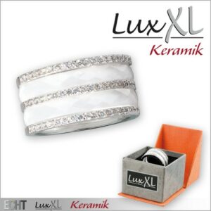 Keramikring 3-fach weiß-silbern mit Zirkonia