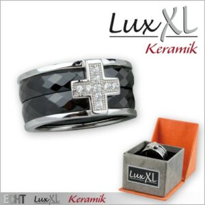 Keramikring schwarz-silbern mit Zirkonia