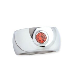 Edelstahlring 12 mm 'Blink' silber mit orangem Zirkonia