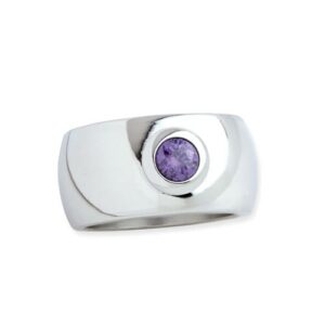 Edelstahlring 12 mm 'Blink' silber mit violettem Zirkonia