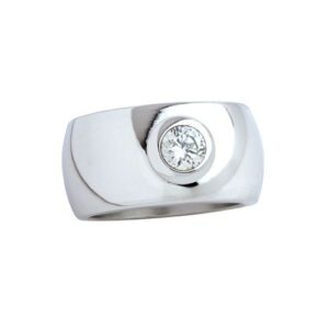 Edelstahlring 12 mm 'Blink' silber mit weißem Zirkonia