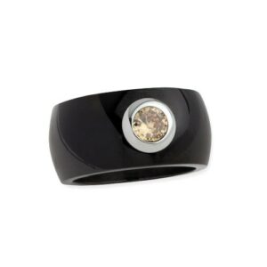 Edelstahlring 12 mm 'Blink' schwarz mit champagnem Zirkonia