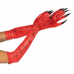 Dämonen-Handschuhe mit Strasssteinen und Krallen