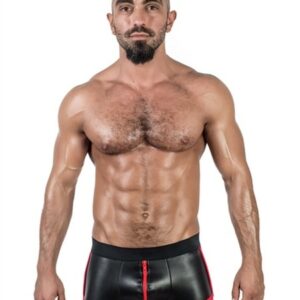 Neopren Shorts mit 3-Wege-Reißverschluss schwarz-rot