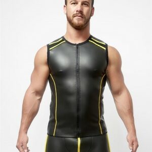 Neopren Shirt ärmellos mit Reißverschluss - schwarz-gelb