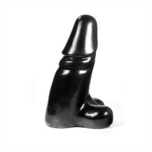 Breiter Dildo mit Hoden und Eichel - schwarz