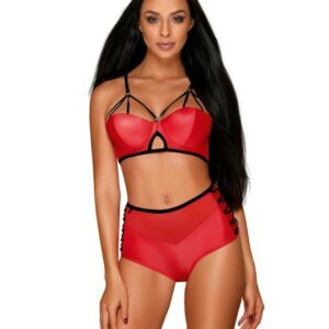 Wetlook-Set mit Schnürung - rot