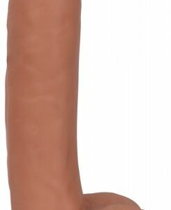 Schlanker Dildo mit Hoden und Saugfuß - 17 cm