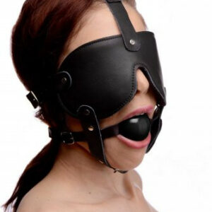 Harness mit Knebel und Augenbinde - Schwarz
