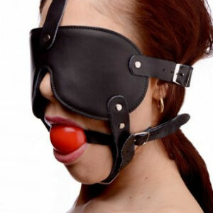Harness mit Knebel und Augenbinde - Rot