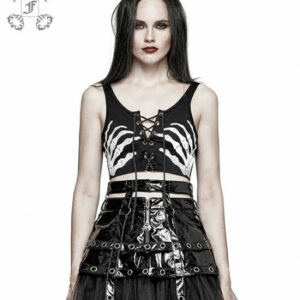 Bra-Top mit Skeletthand-Print und Schnürung