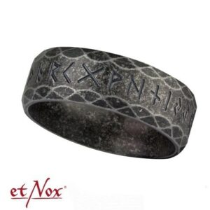 Edelstahlring "Runen" in Antik-Optik