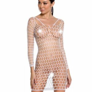 Elastisches Netzkleid in weiß