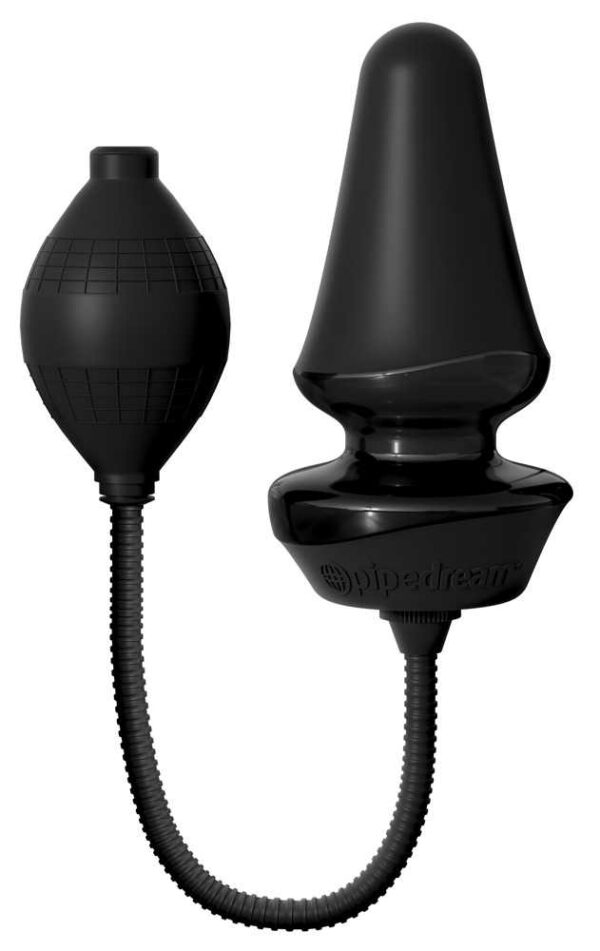 Pump-Analplug Silikon mit abnehmbarem Schlauch Inflatable Plug Schwarz