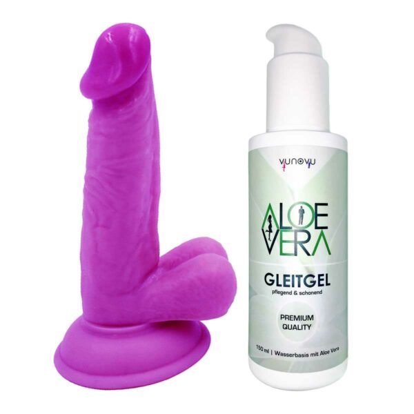Hochwertiger Dildo mit Saugnapf 18,2 x 3,4 CM + Aloe Vera Gleitgel pflegend &...