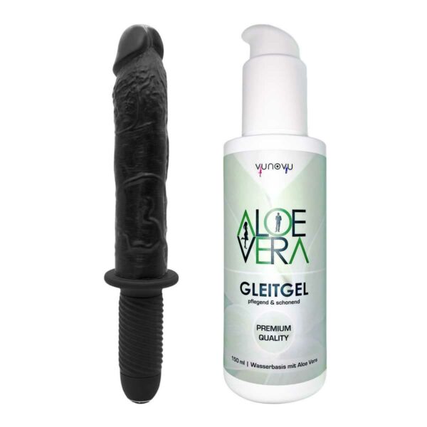 XXL Vibrator NMC Dark Stallions Schwarz + Aloe Vera Gleitgel pflegend & schon...