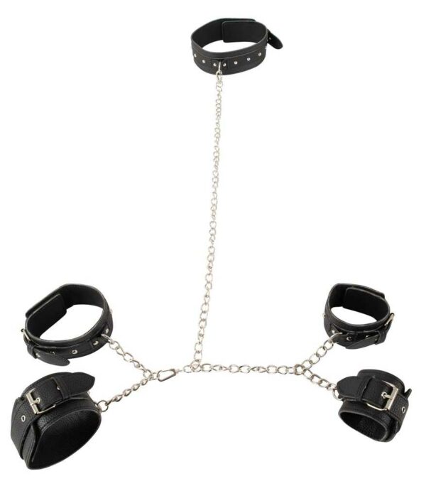 Hals-, Hand- und FuÃfessel-Set aus Lederimitat fetish collection Schwarz