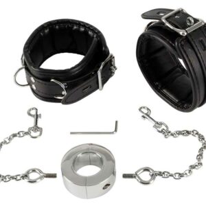Hand Cuffs & Cock Ring Handfesseln plus Penisring mit Karabinerketten fetish ...
