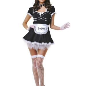 Le Frivole DienstmÃ¤dchen-KostÃ¼m mit Schleifen-Halsband Schwarz