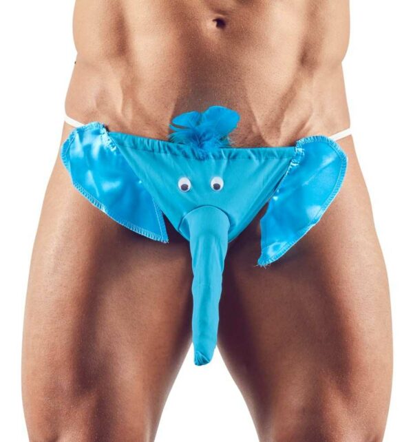 Gag-String im Elefanten-Look mit Beutel in RÃ¼sselform Svenjoyment Blau