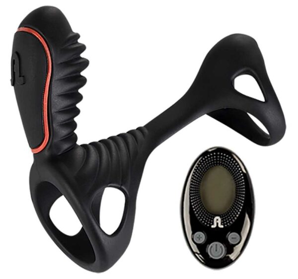 Doppel Vibro-Penisring Gladiator mit 10 Vibrationsmodi Adrien Lastic Schwarz