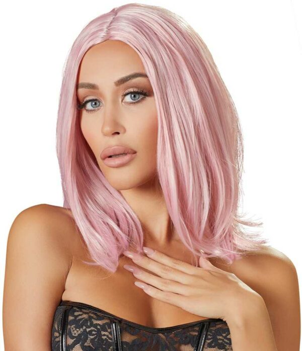 Cottelli schulterlange rosa Bob PerÃ¼cke mit Mittelscheitel